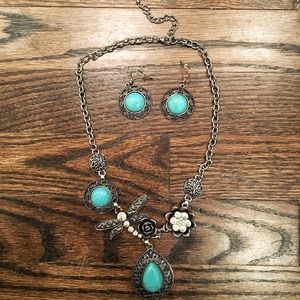 NWT Turquoise & Jeweled Statement Set
